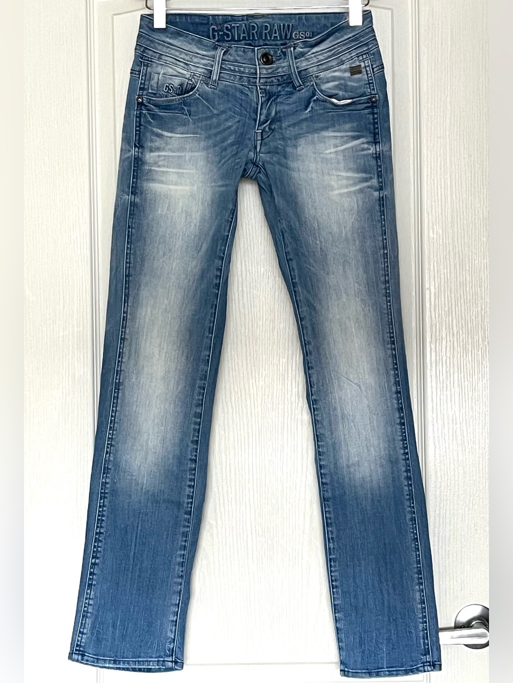 G-STAR RAW Heller Straight Jeans Faded Light Wash Low Rise Y2K Denim 24x30